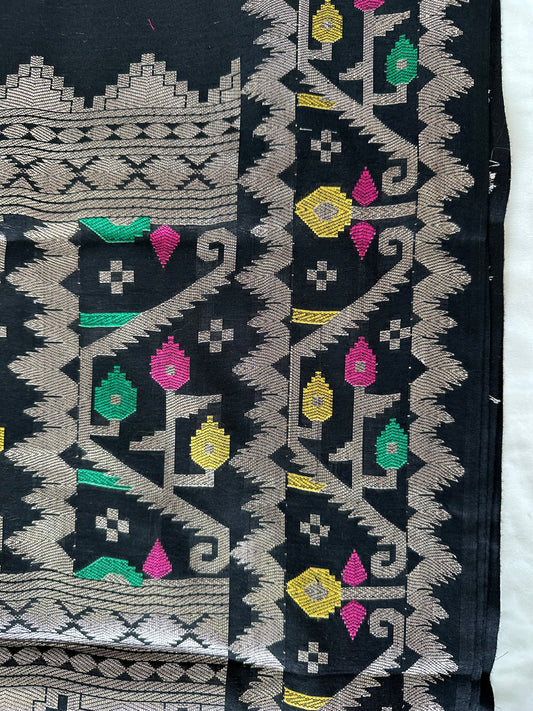 Black Banarasi Cotton n Silk Saree