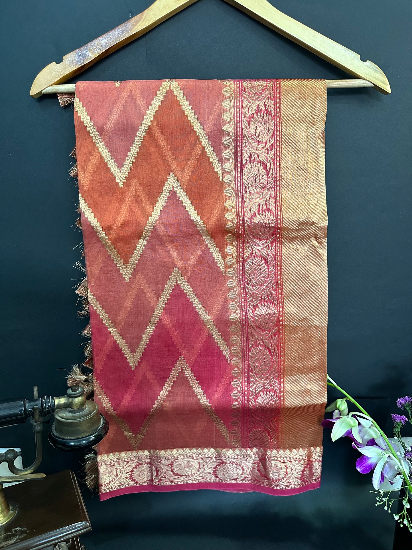Pink Pure Organza Rangkaat Dupatta