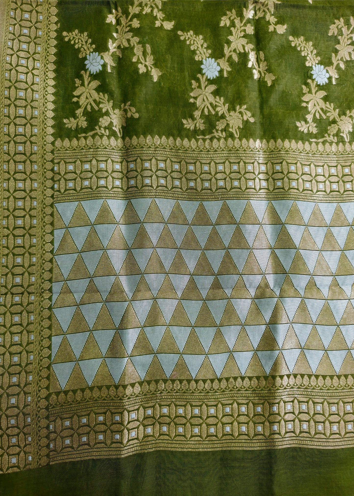 Olive Green Banarasi Cotton Suit Set
