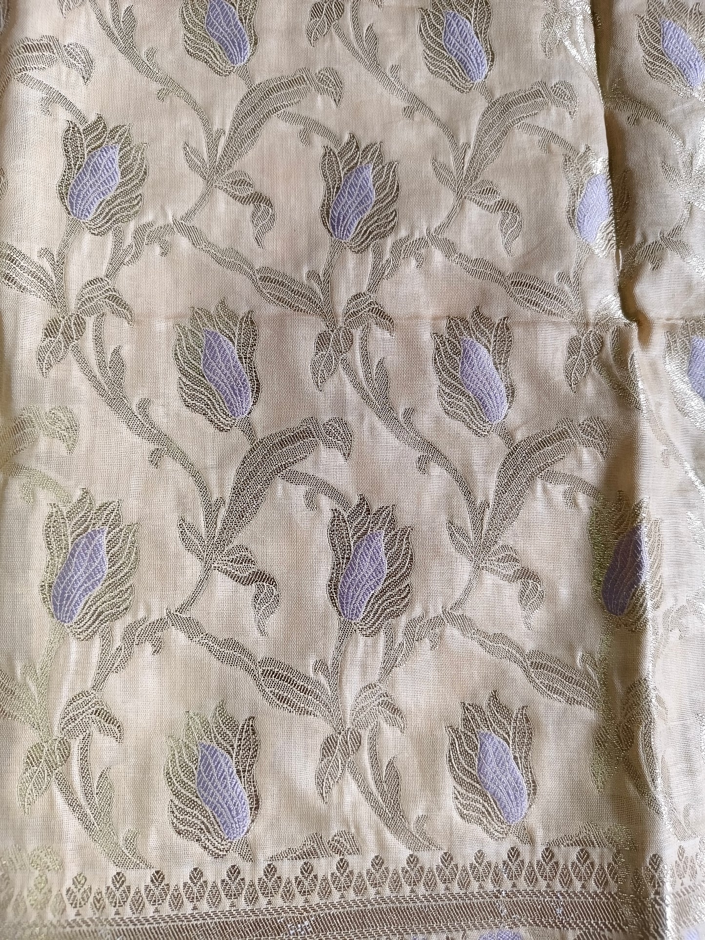 Beige Pure Cotton Banarasi Suit Set