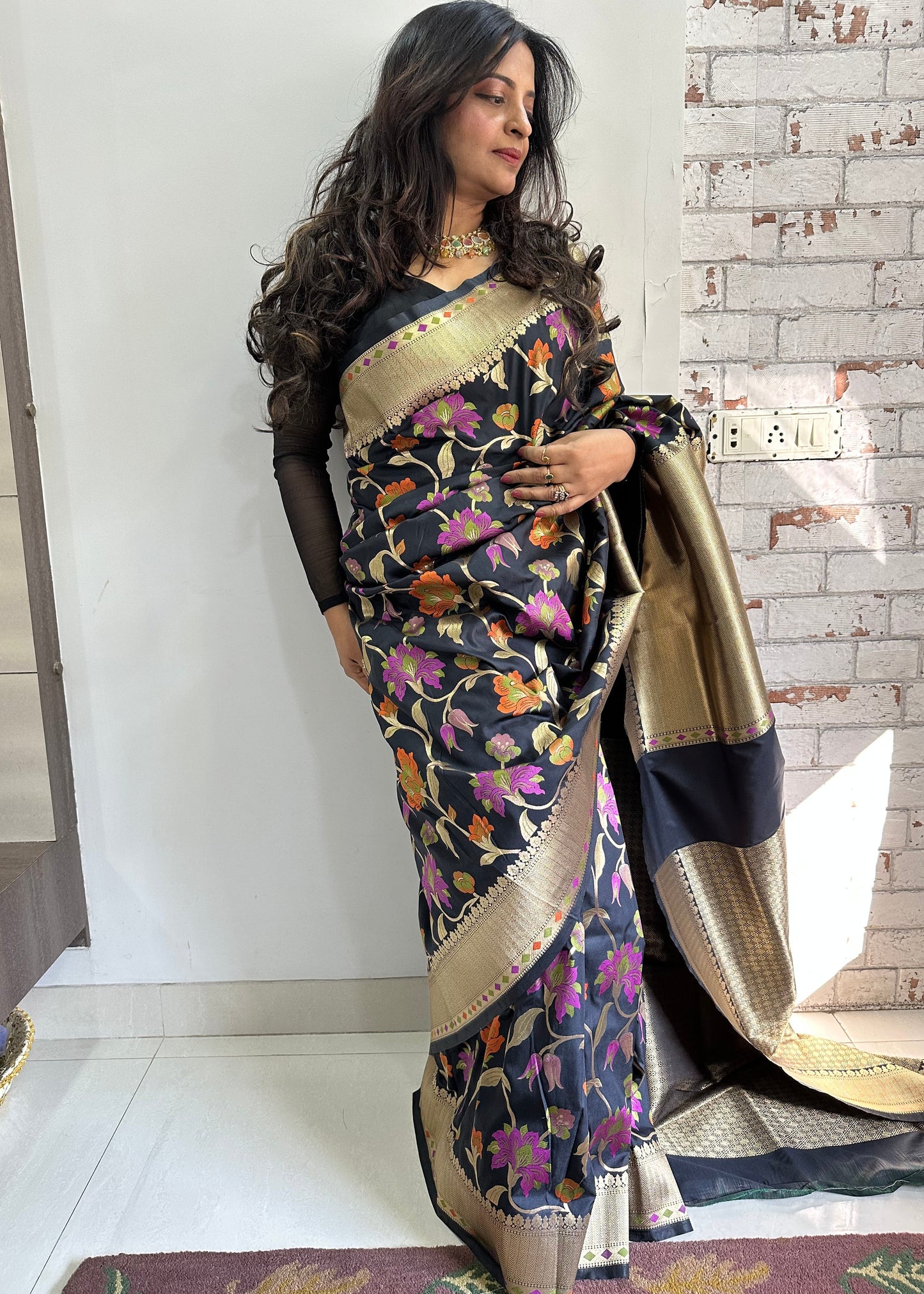 Black Katan Silk Naina Saree