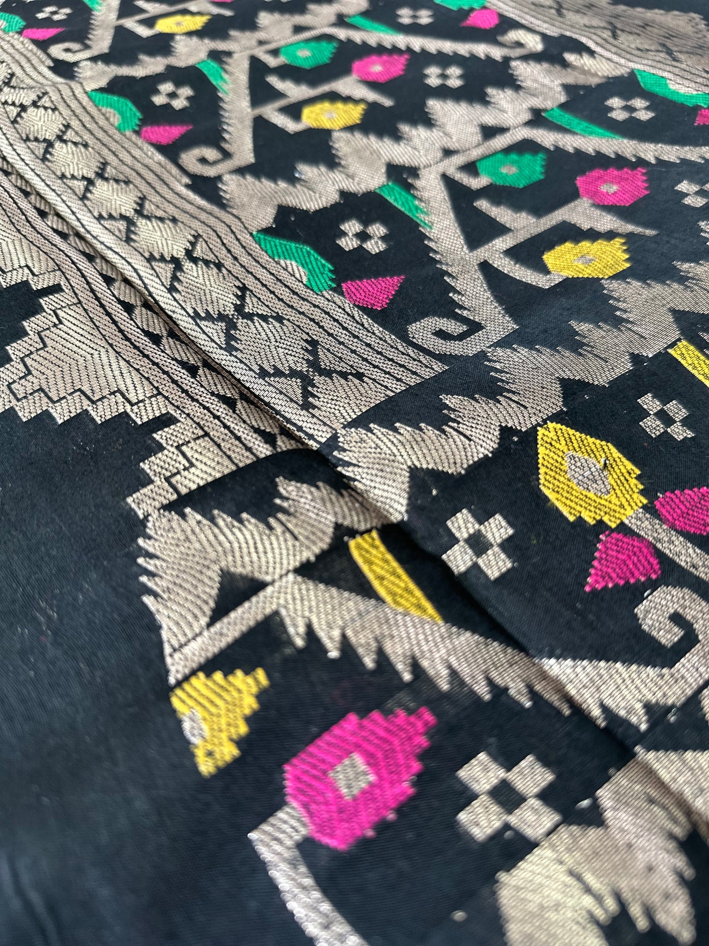 Black Banarasi Cotton n Silk Saree