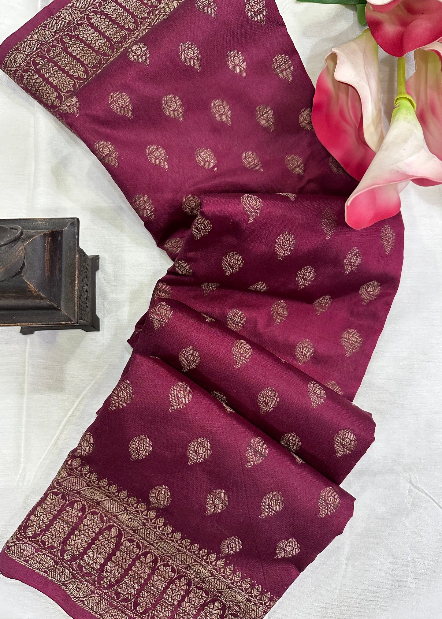 Wine Kheecha Silk Saree