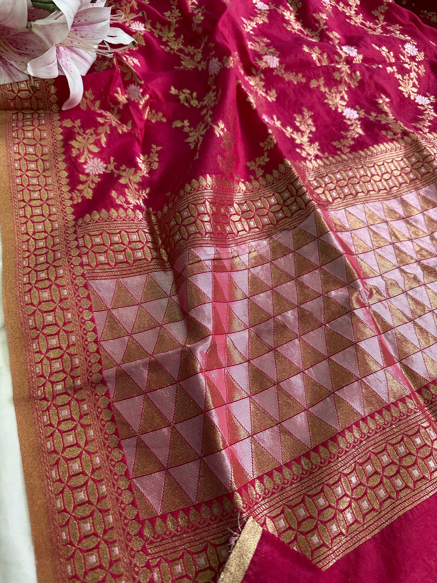 Pink Banarasi Cotton Dupatta