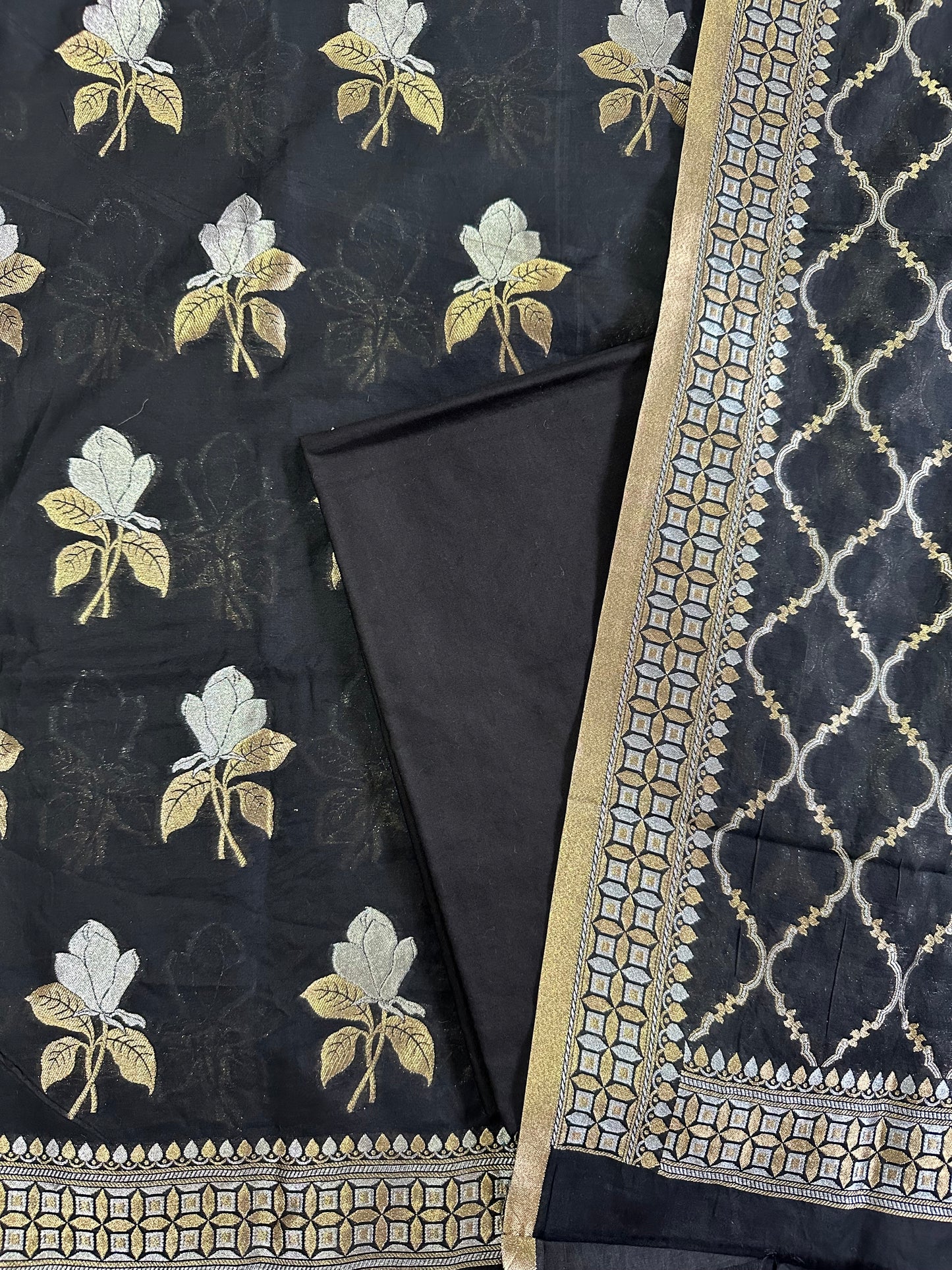 Black Premium Banarasi Cotton Suit Set