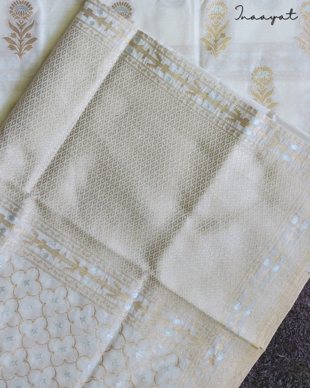 BANARASI COTTON SUIT SET- GOLDEN