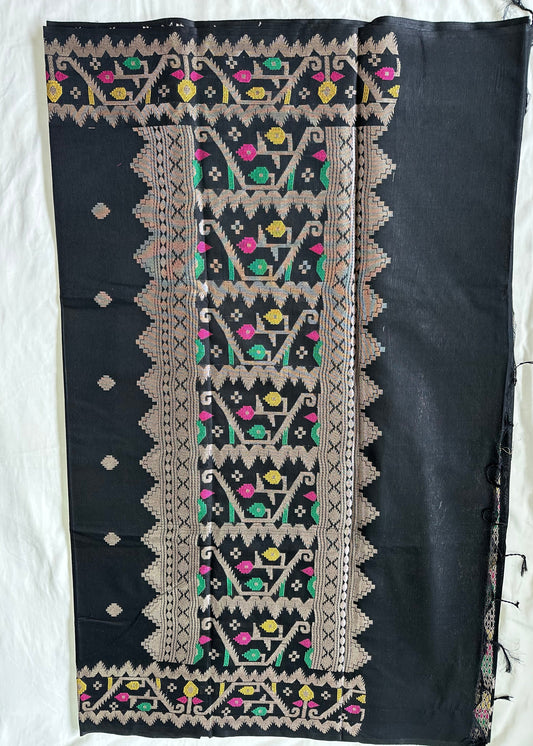 Black Banarasi Cotton n Silk Saree