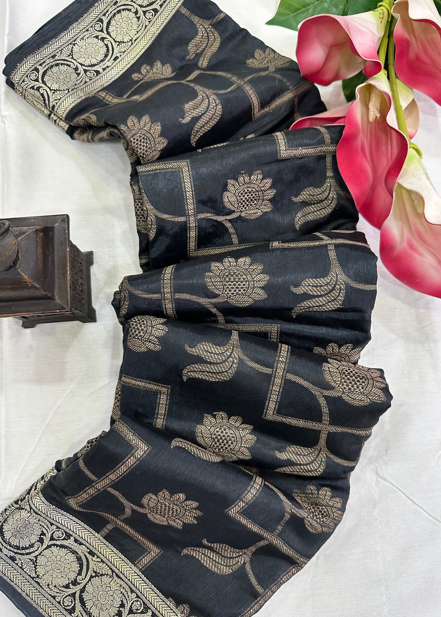 Black Kheecha Silk Saree