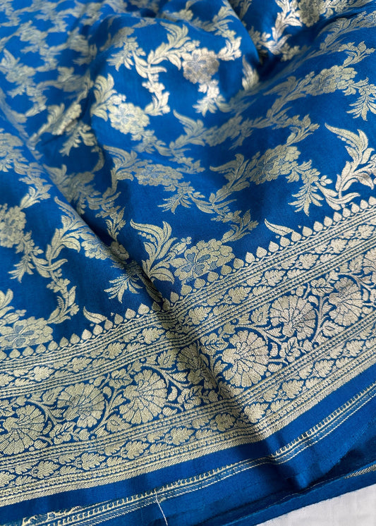 Blue Pure Moonga Silk Saree