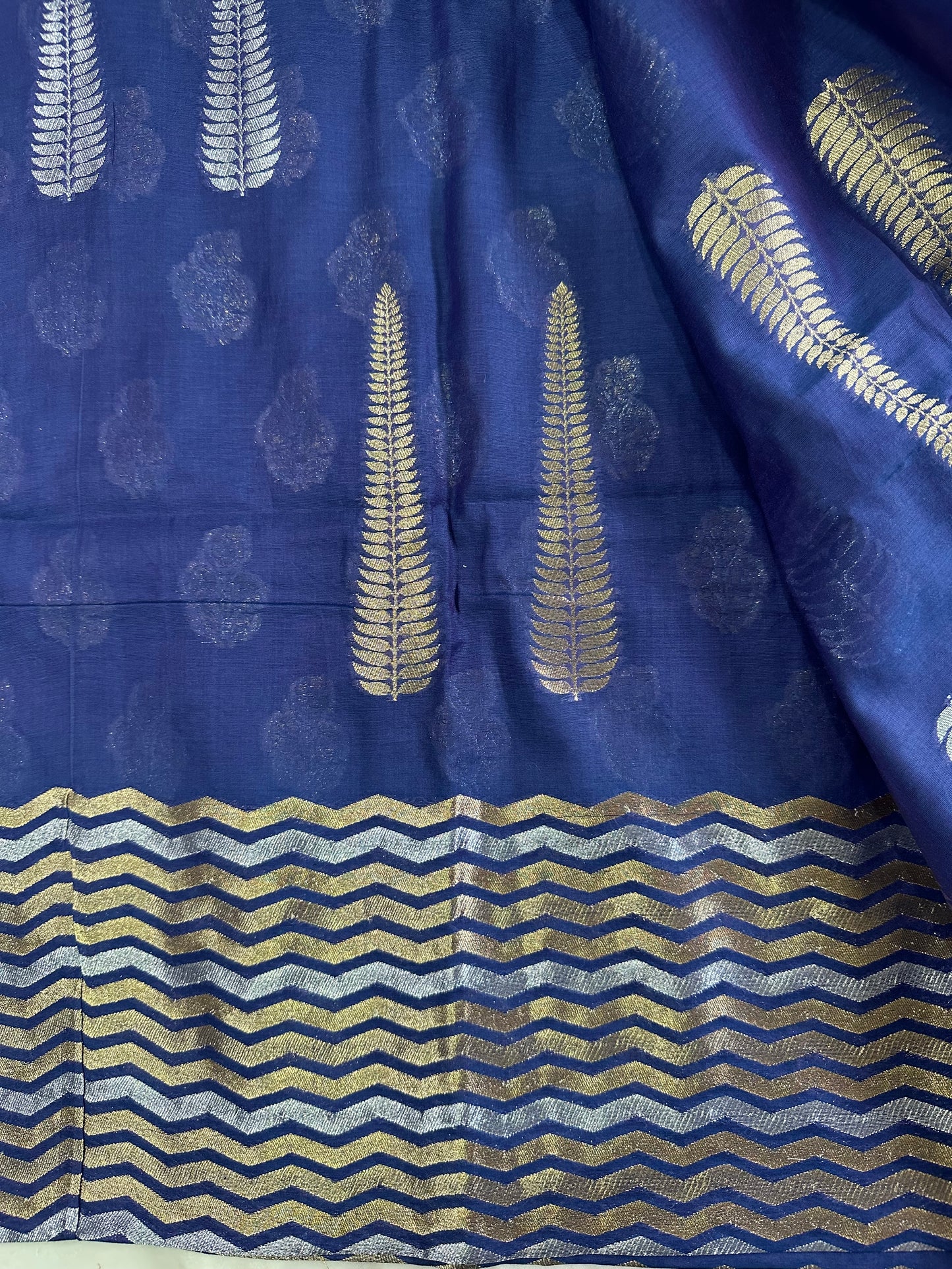 Premium Blue Banarasi Cotton Suit Set