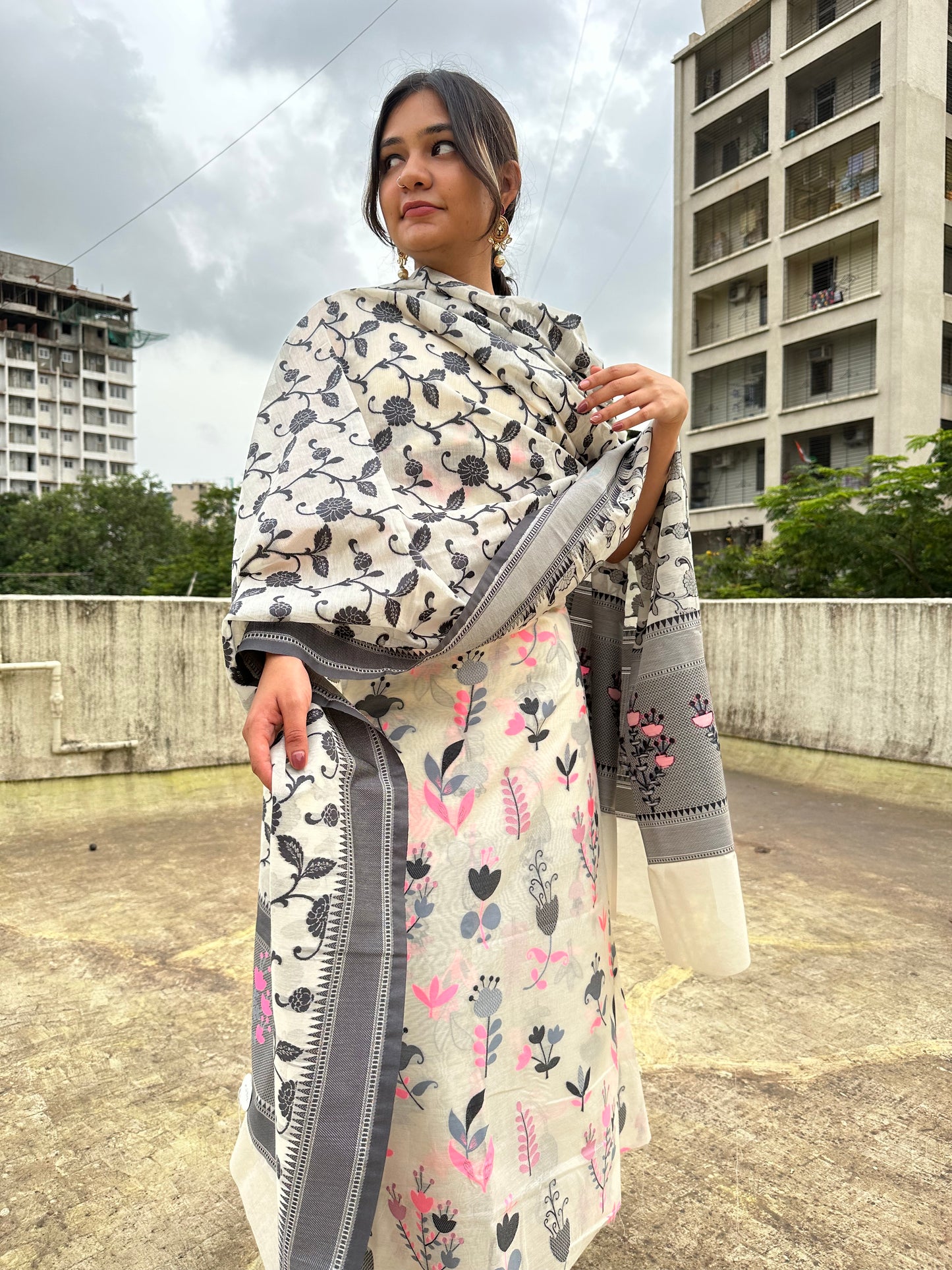 White Banarasi Suit Set