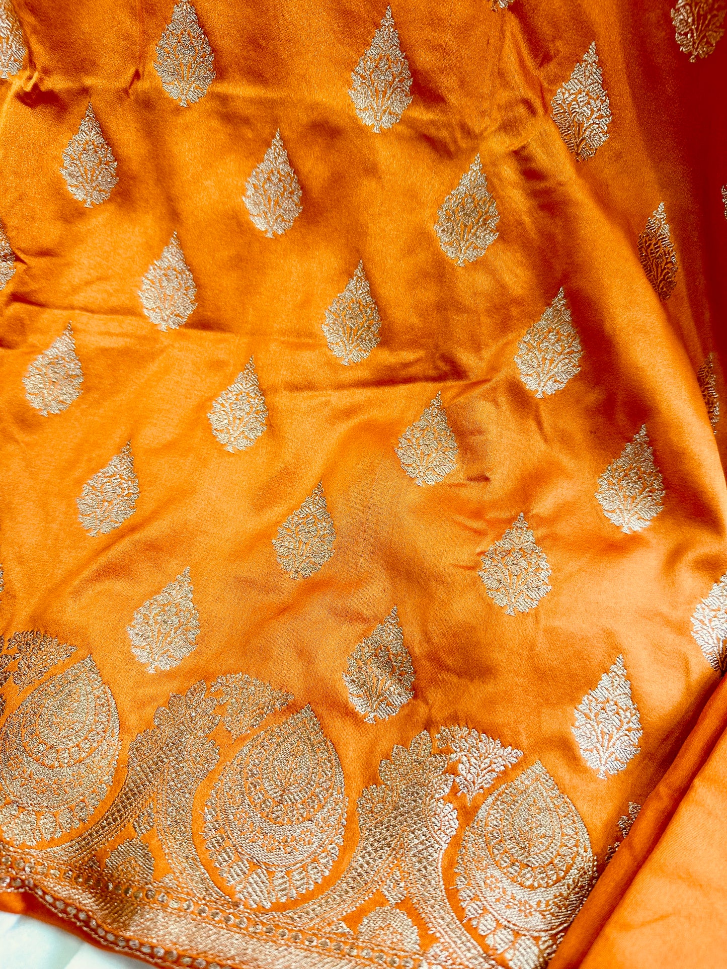 Orange Mashru Silk Suit Set