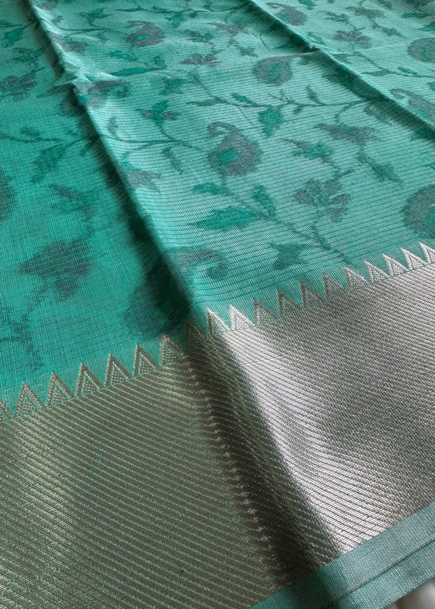 Rama Green Mangalgiri Print Saree