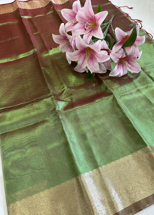 Metallic Green Tissue Silk Saree