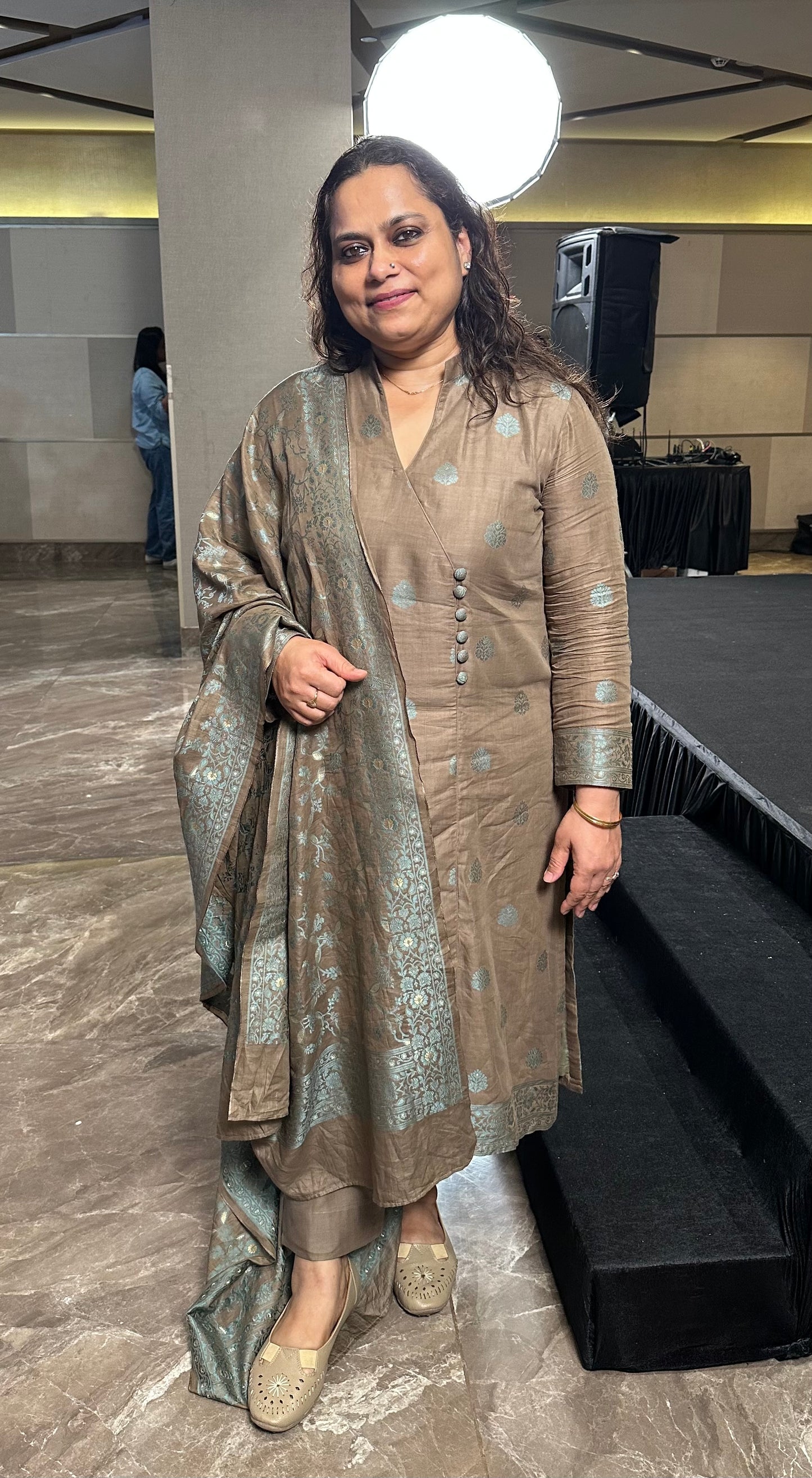 Earthy Brown Pure Cotton Banarasi Suit Set