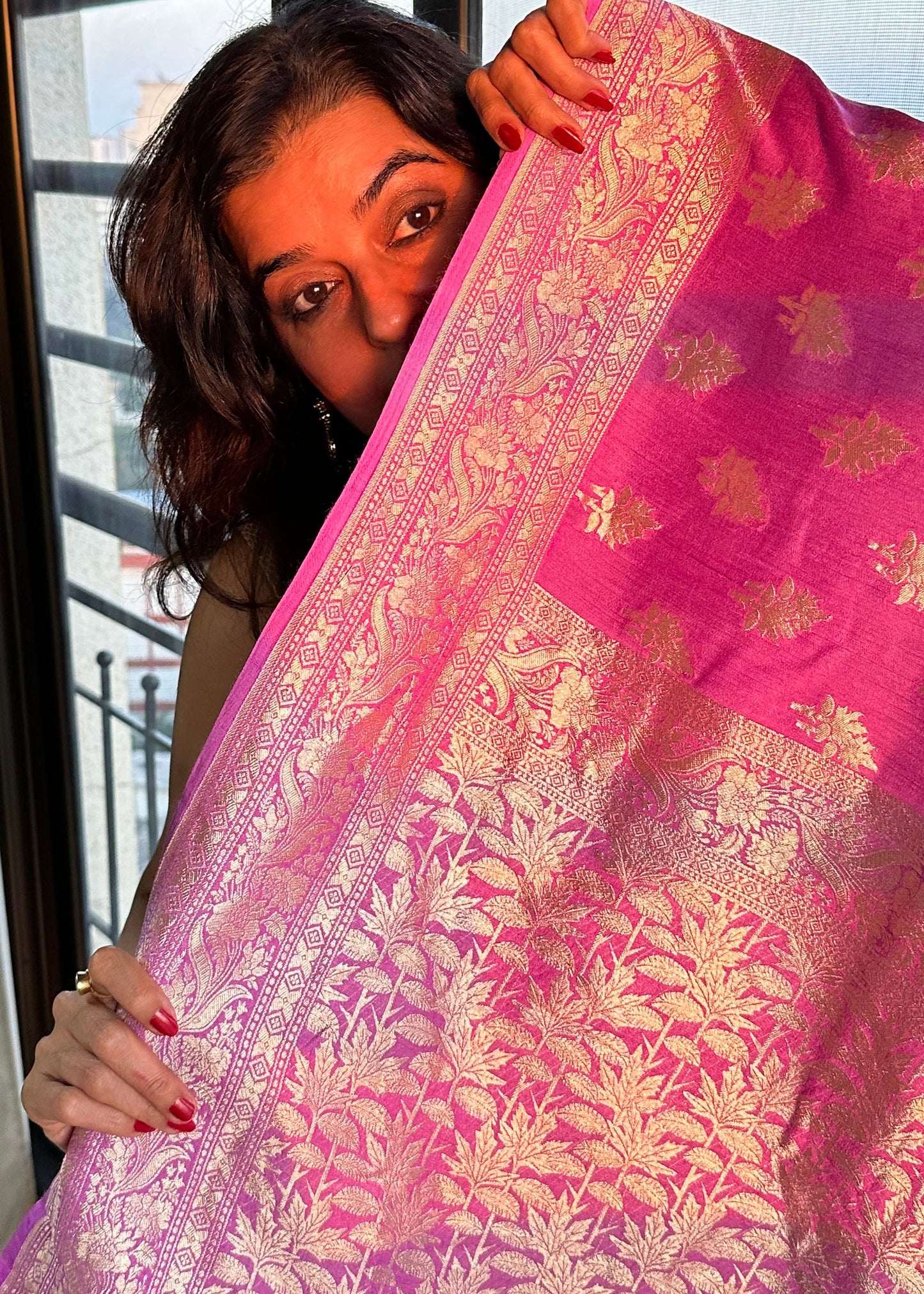 Purple Pure Moonga Silk Saree