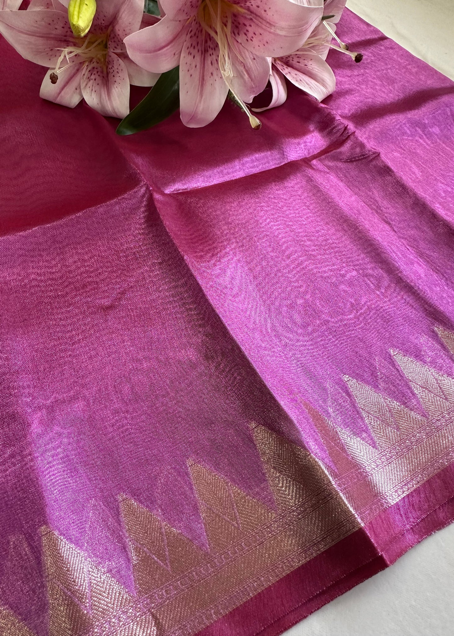 Purple Tissue Border Saree