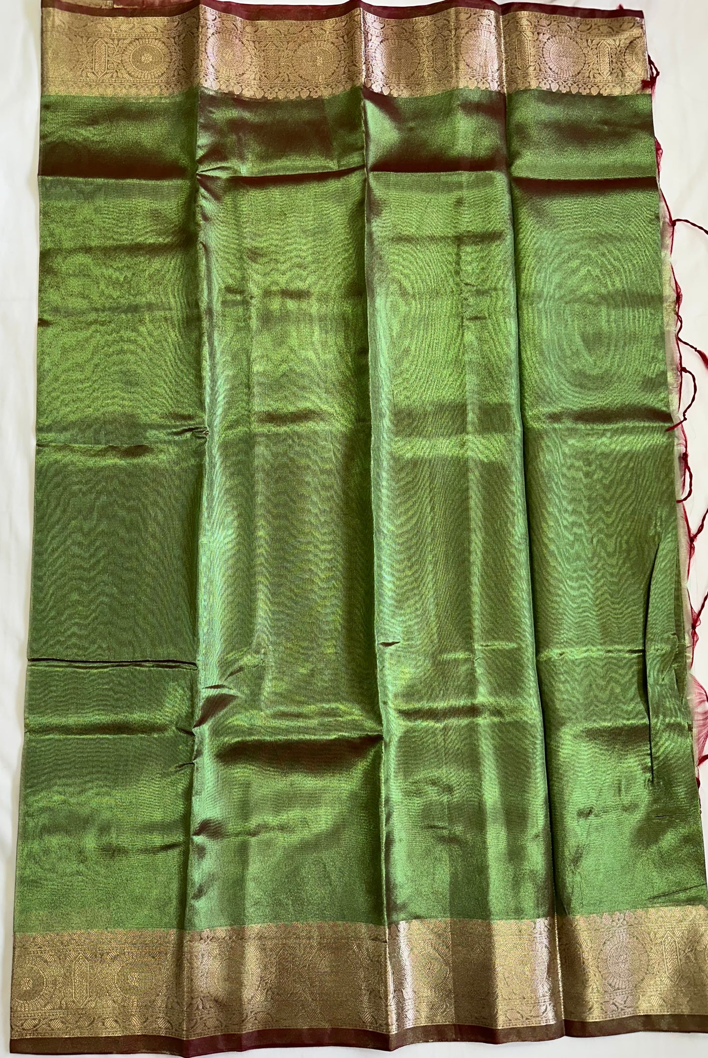 Metallic Green Tissue Silk Saree