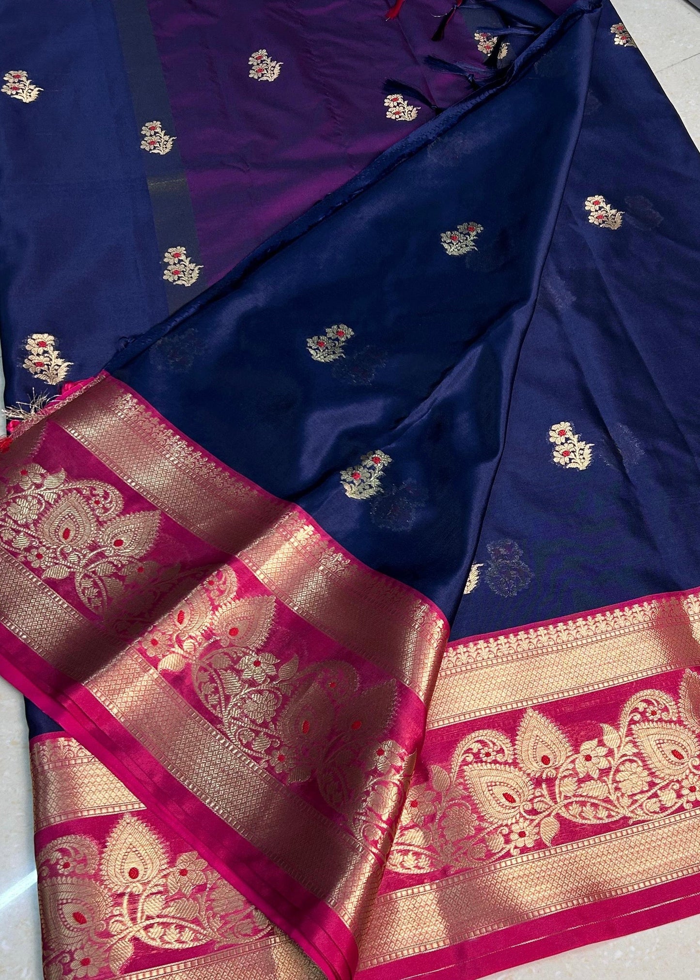 Blue Semi Katan Silk Saree