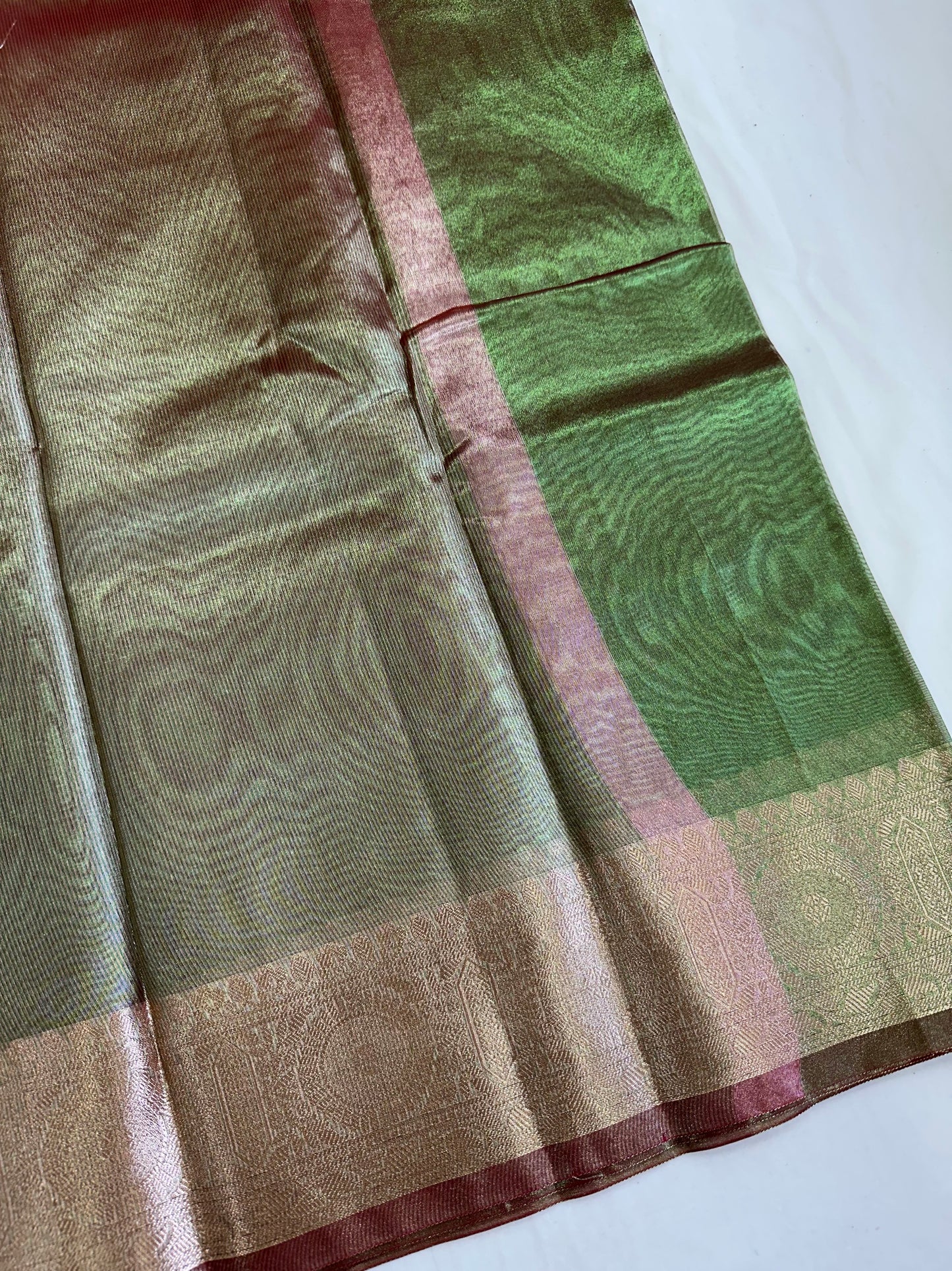 Metallic Green Tissue Silk Saree