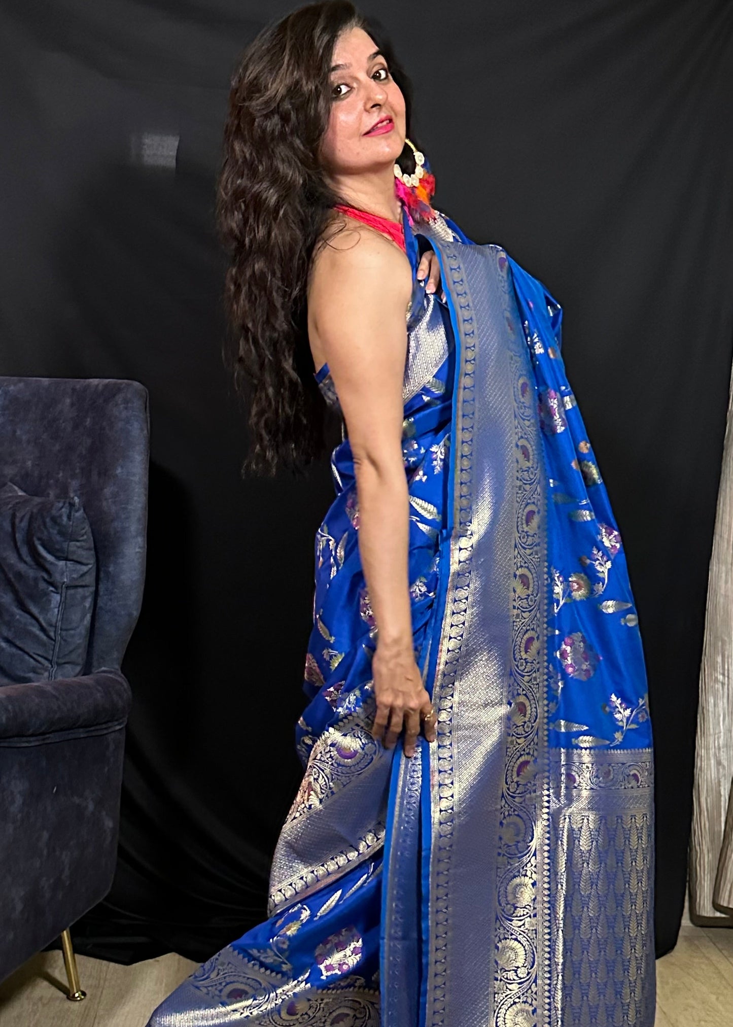 Royal Blue Katan Silk Saree