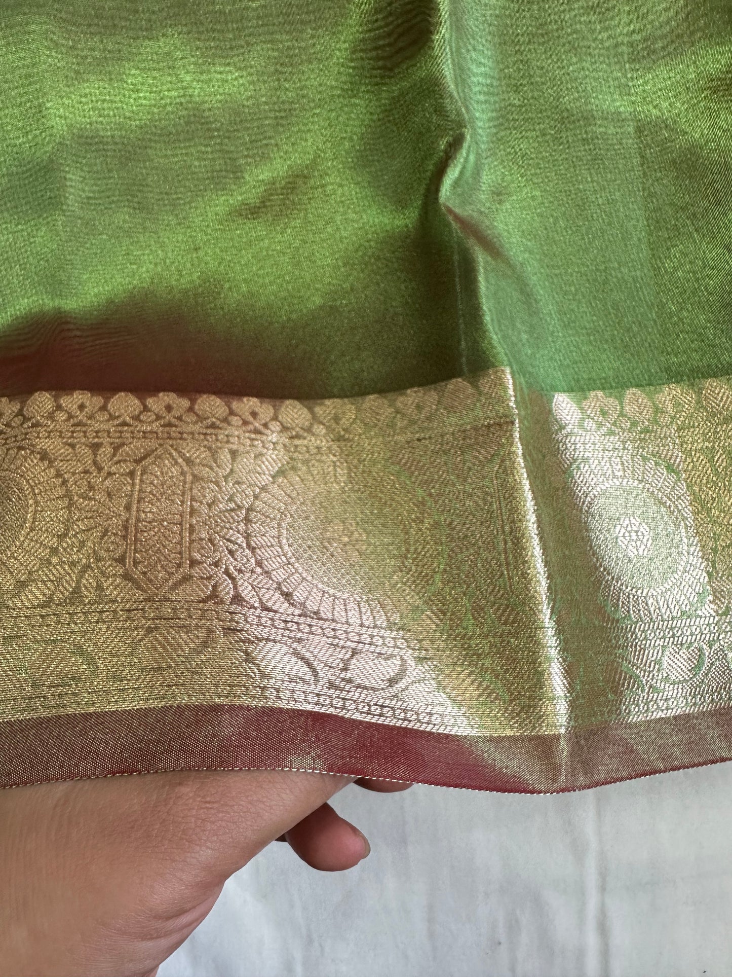 Metallic Green Tissue Silk Saree