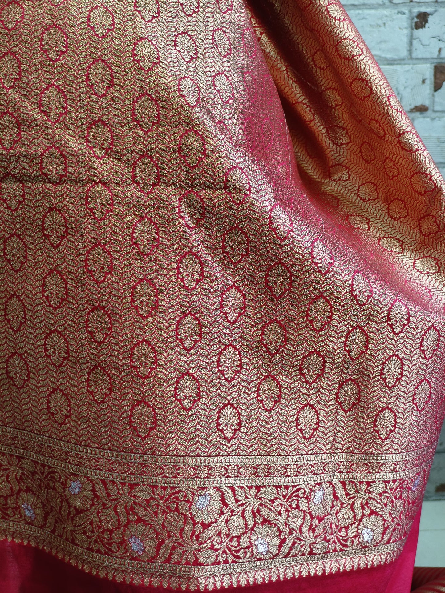 Blue n Red Naina Tissue Silk Saree