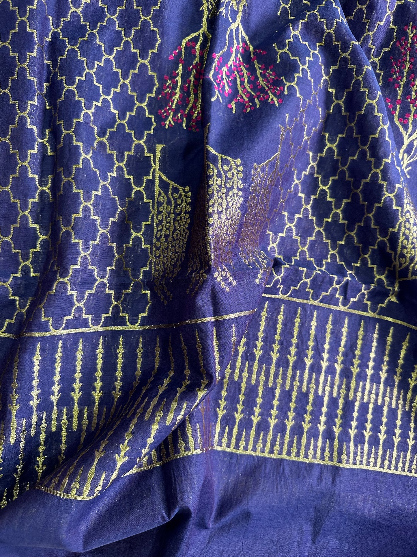 Deep Royal Blue Banarasi Dupatta with Gold Zari