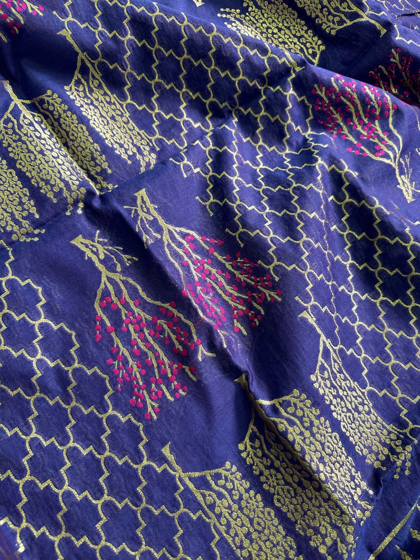 Deep Royal Blue Banarasi Dupatta with Gold Zari