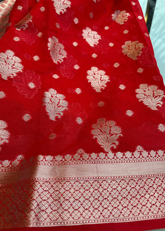 Red Georgette Banarasi Saree