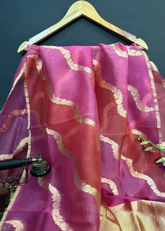Pink Pure Organza Dupatta