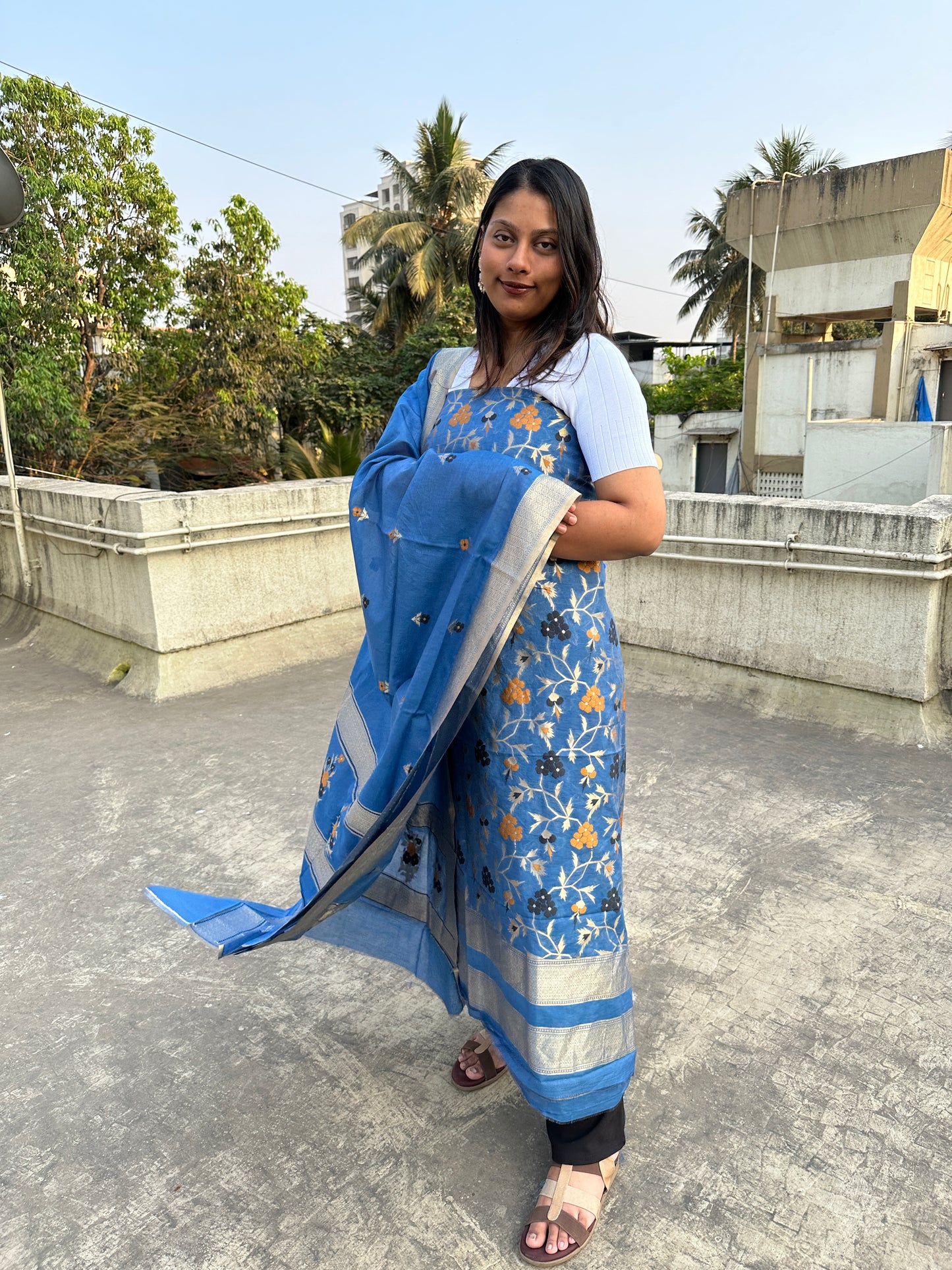 Blue Banarasi Suit Set