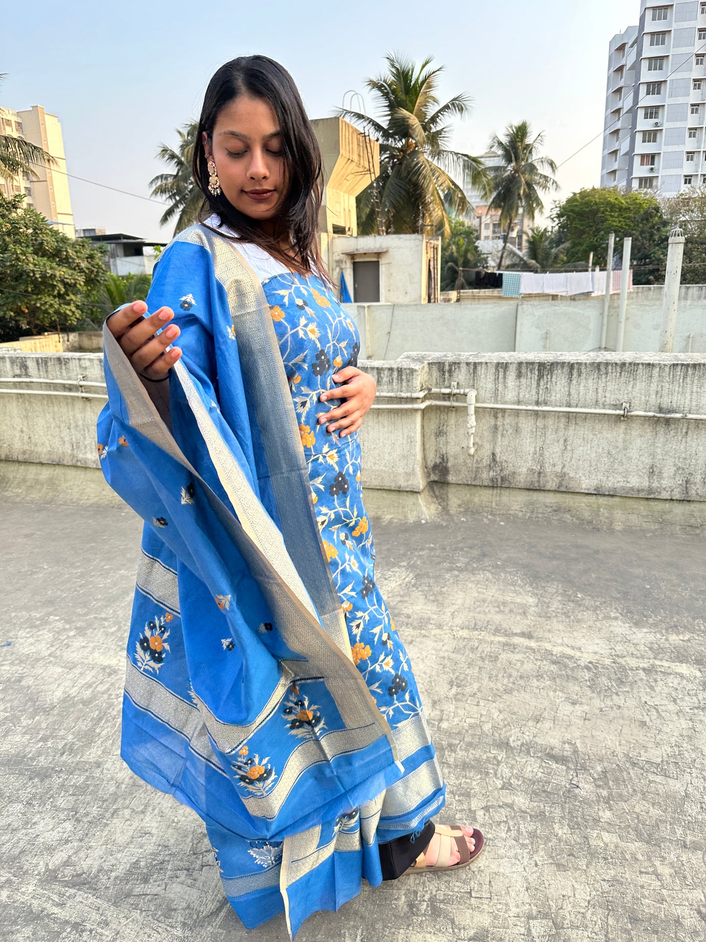 Blue Banarasi Suit Set