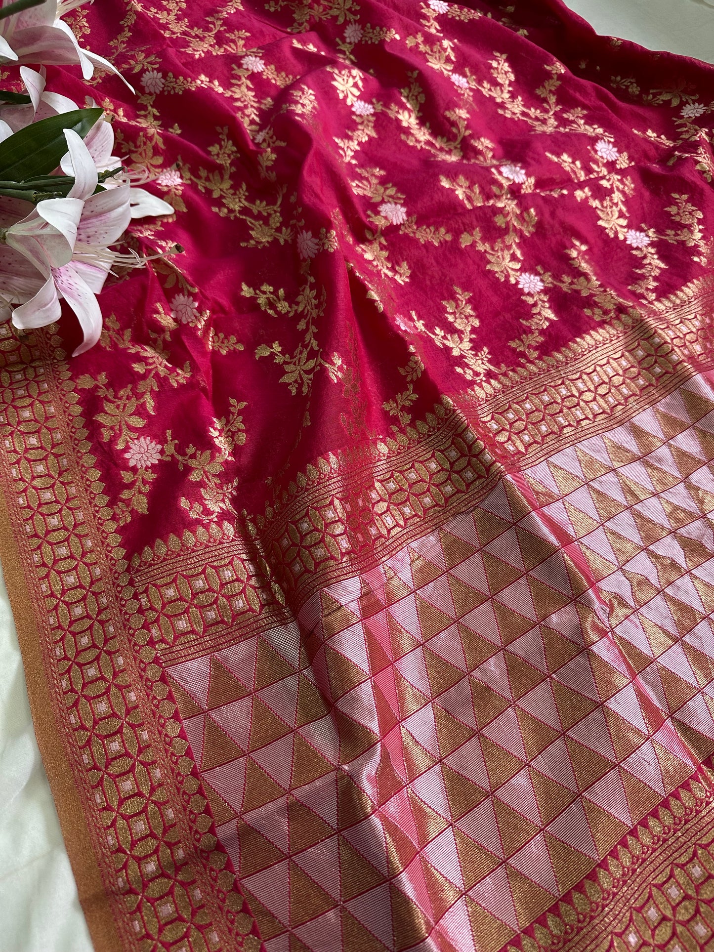 Pink Banarasi Cotton Dupatta