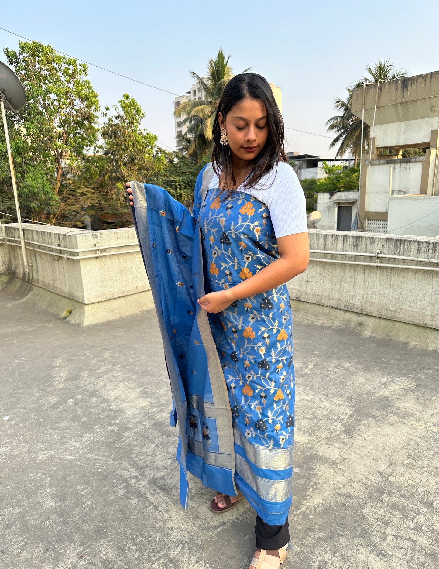 Blue Banarasi Suit Set