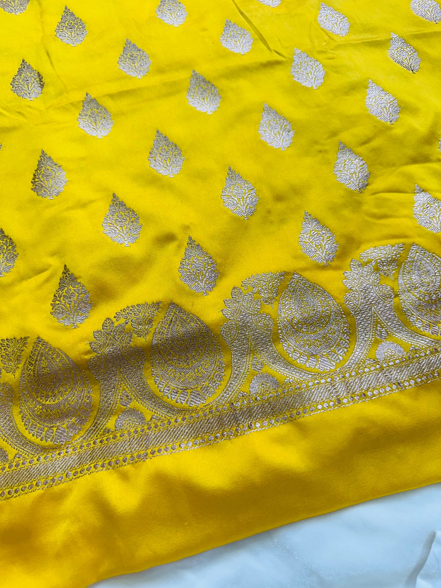 Yellow Mashru Silk Suit Set