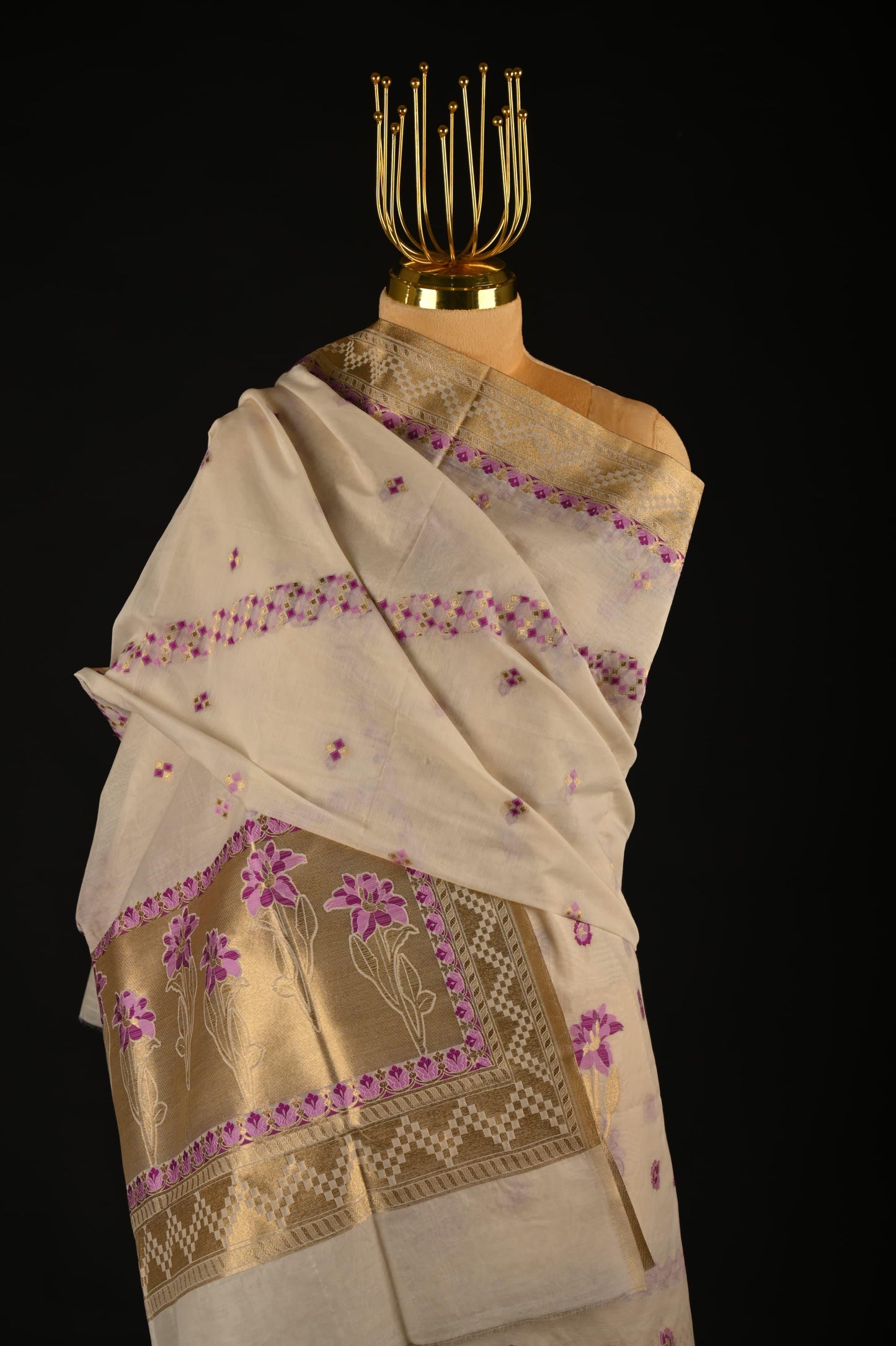 White Banarasi Cotton Suit Set