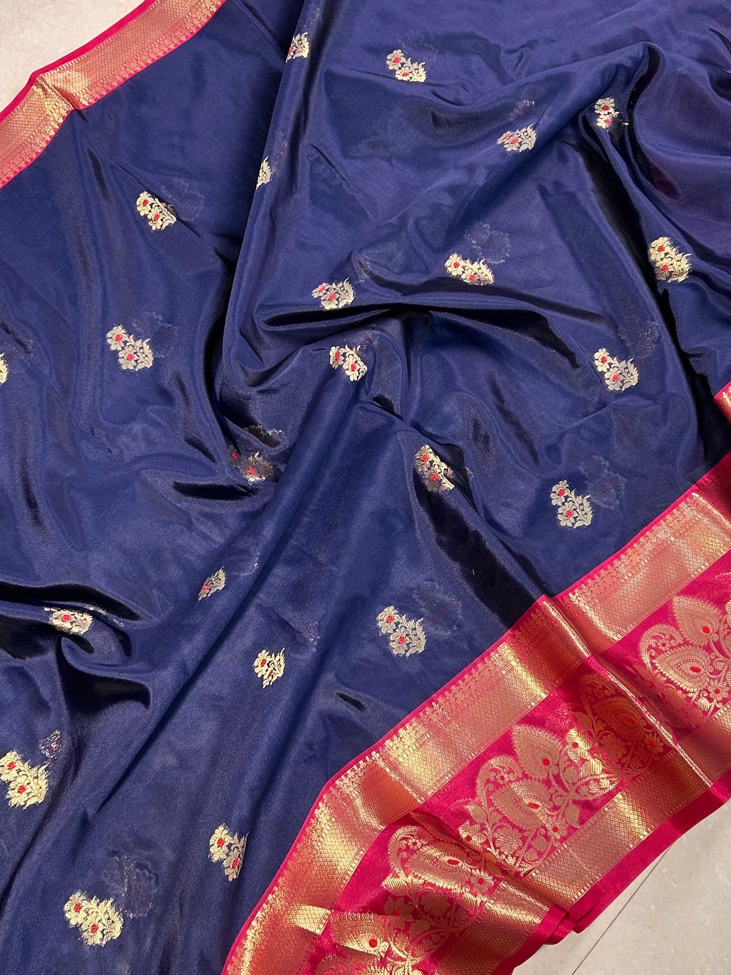 Blue Semi Katan Silk Saree