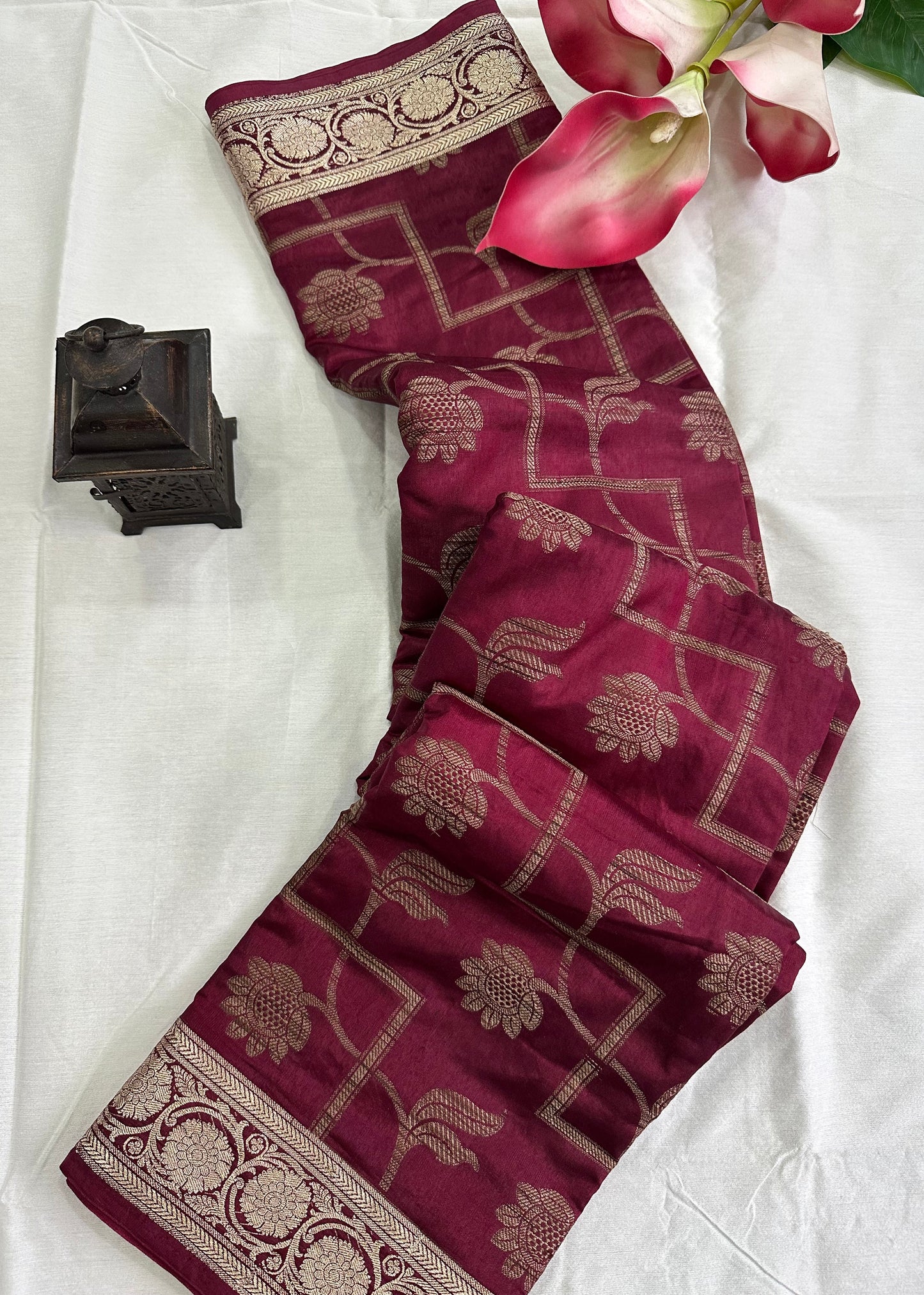 Wine Kheecha Silk Saree