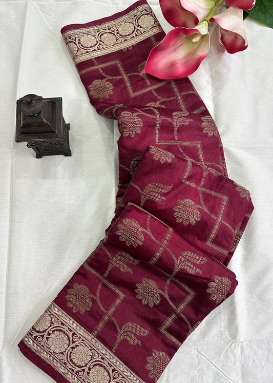Wine Kheecha Silk Saree