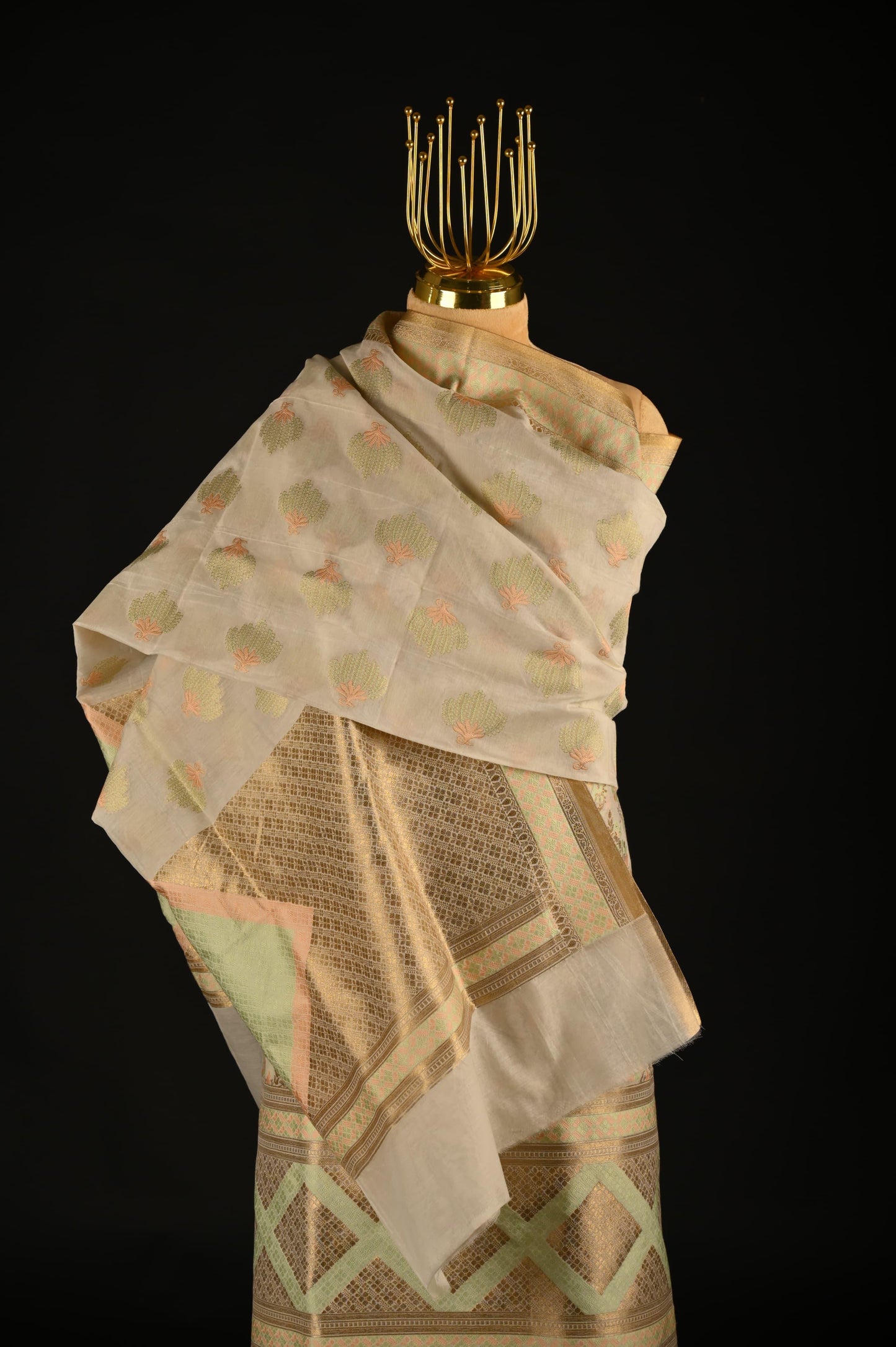 White Banarasi Cotton Suit Set