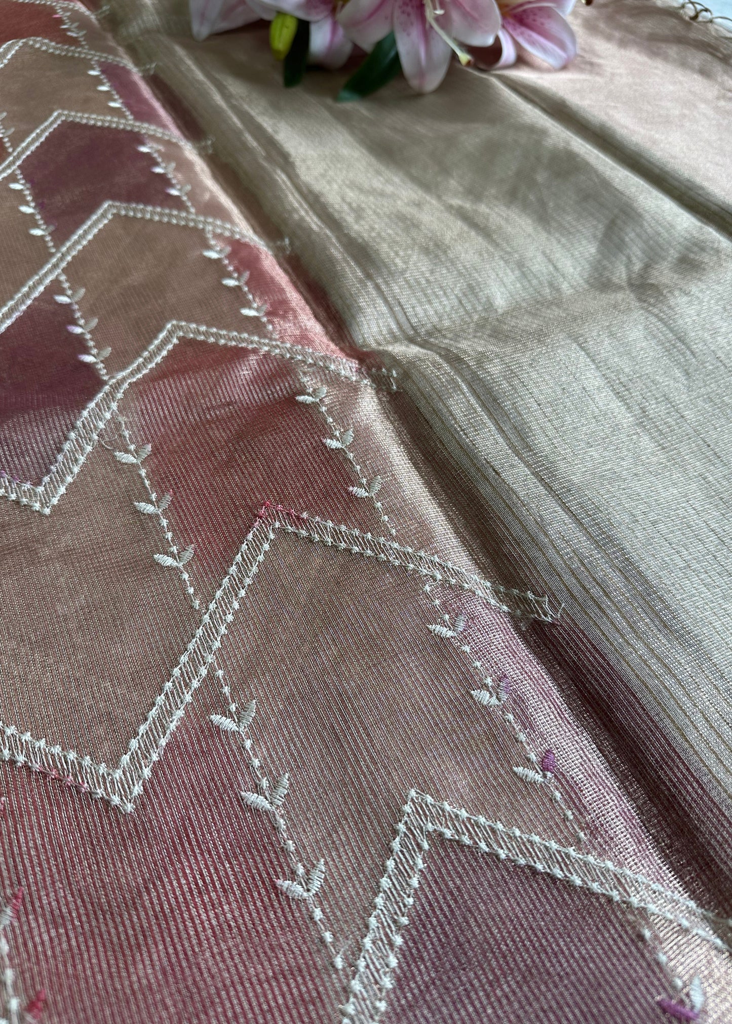 Pink Tissue Silk Saree