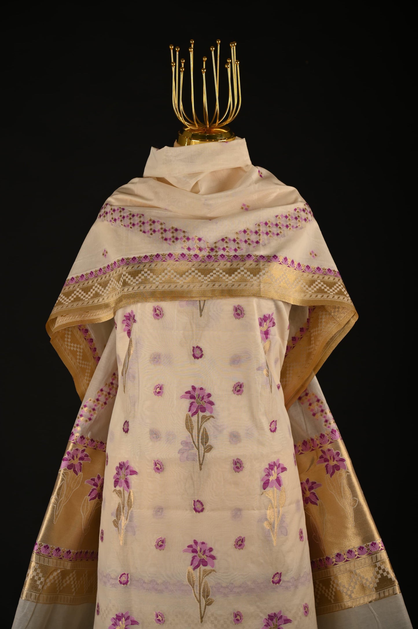 White Banarasi Cotton Suit Set