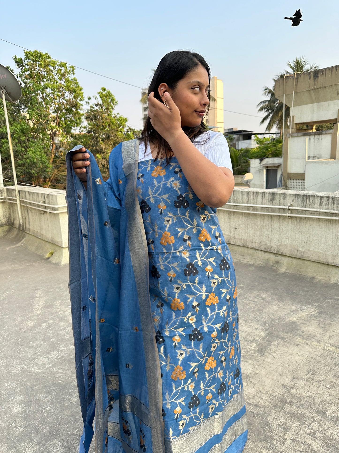 Blue Banarasi Suit Set