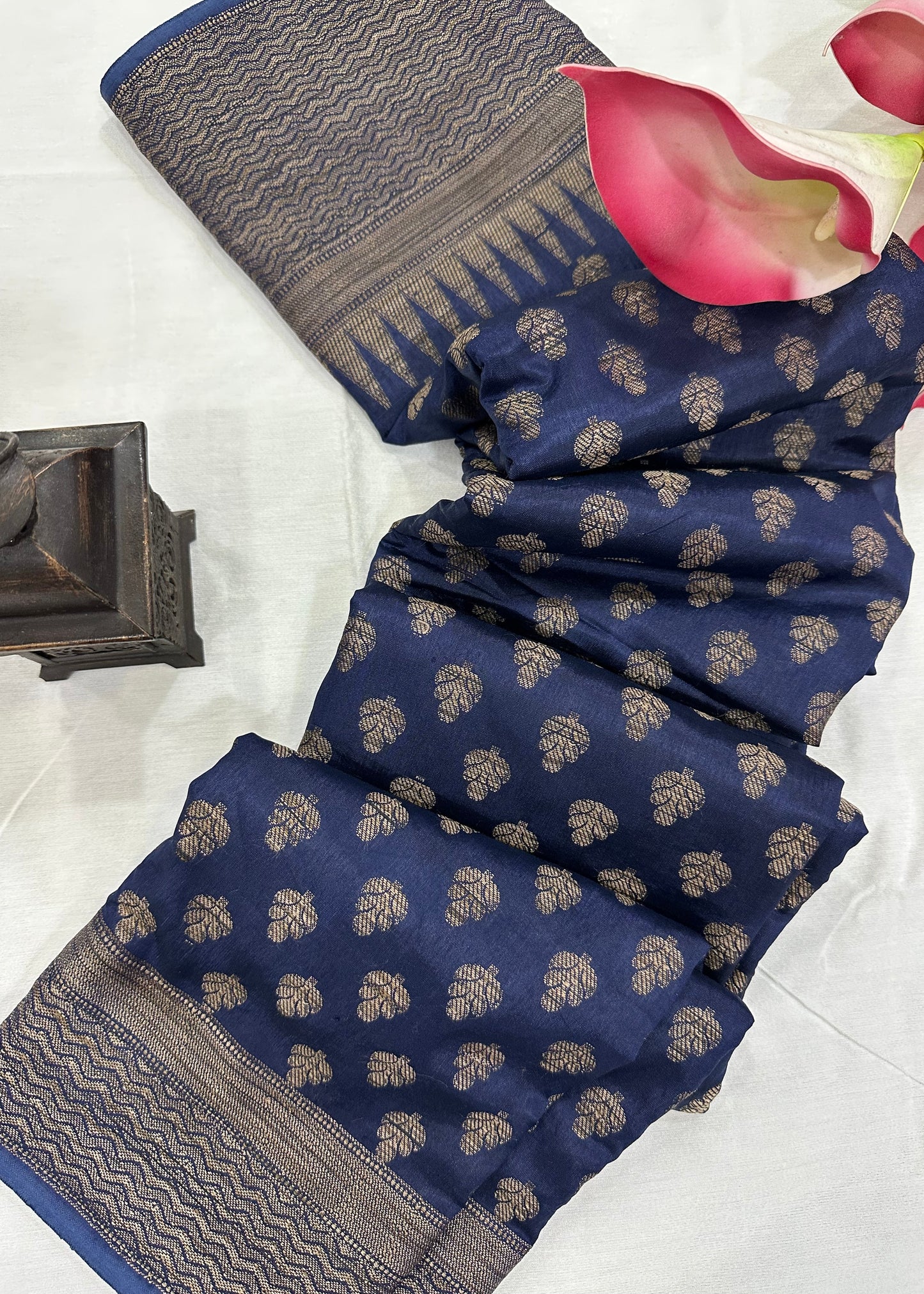 Blue Khicha Silk Saree