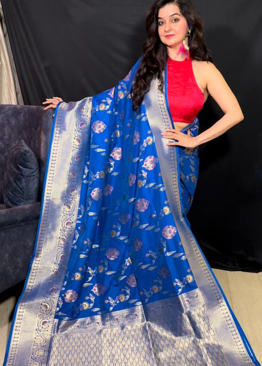 Royal Blue Katan Silk Saree