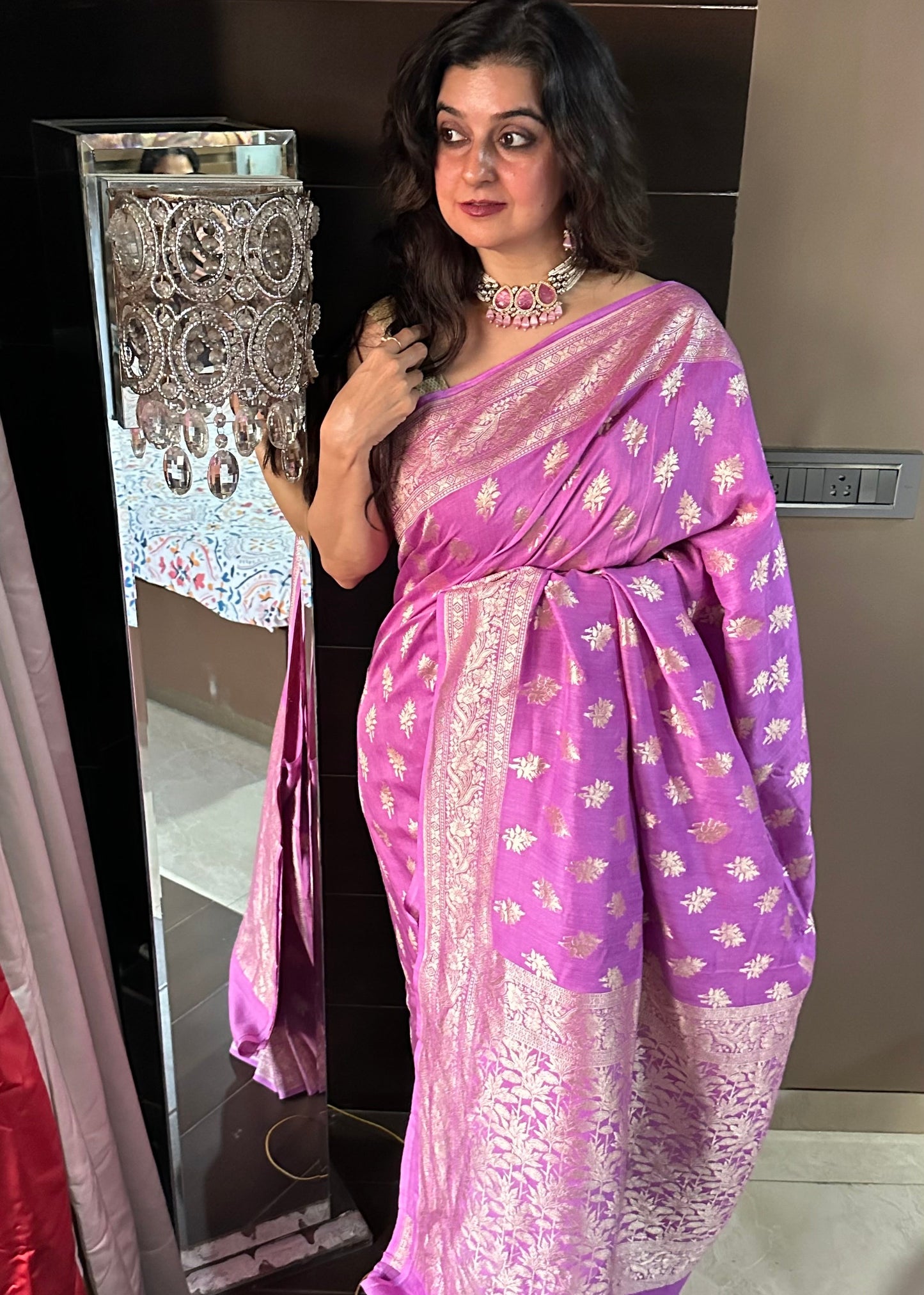 Purple Pure Moonga Silk Saree