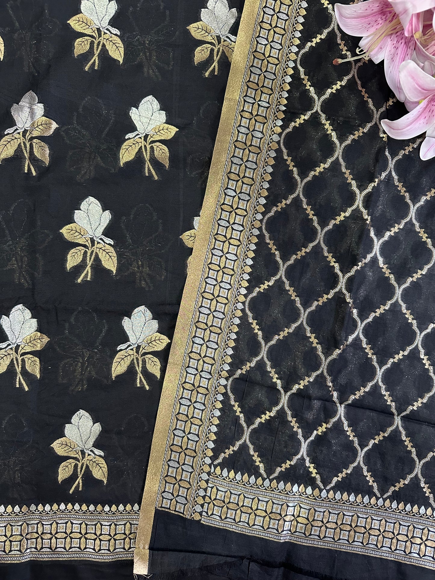 Black Premium Banarasi Cotton Suit Set