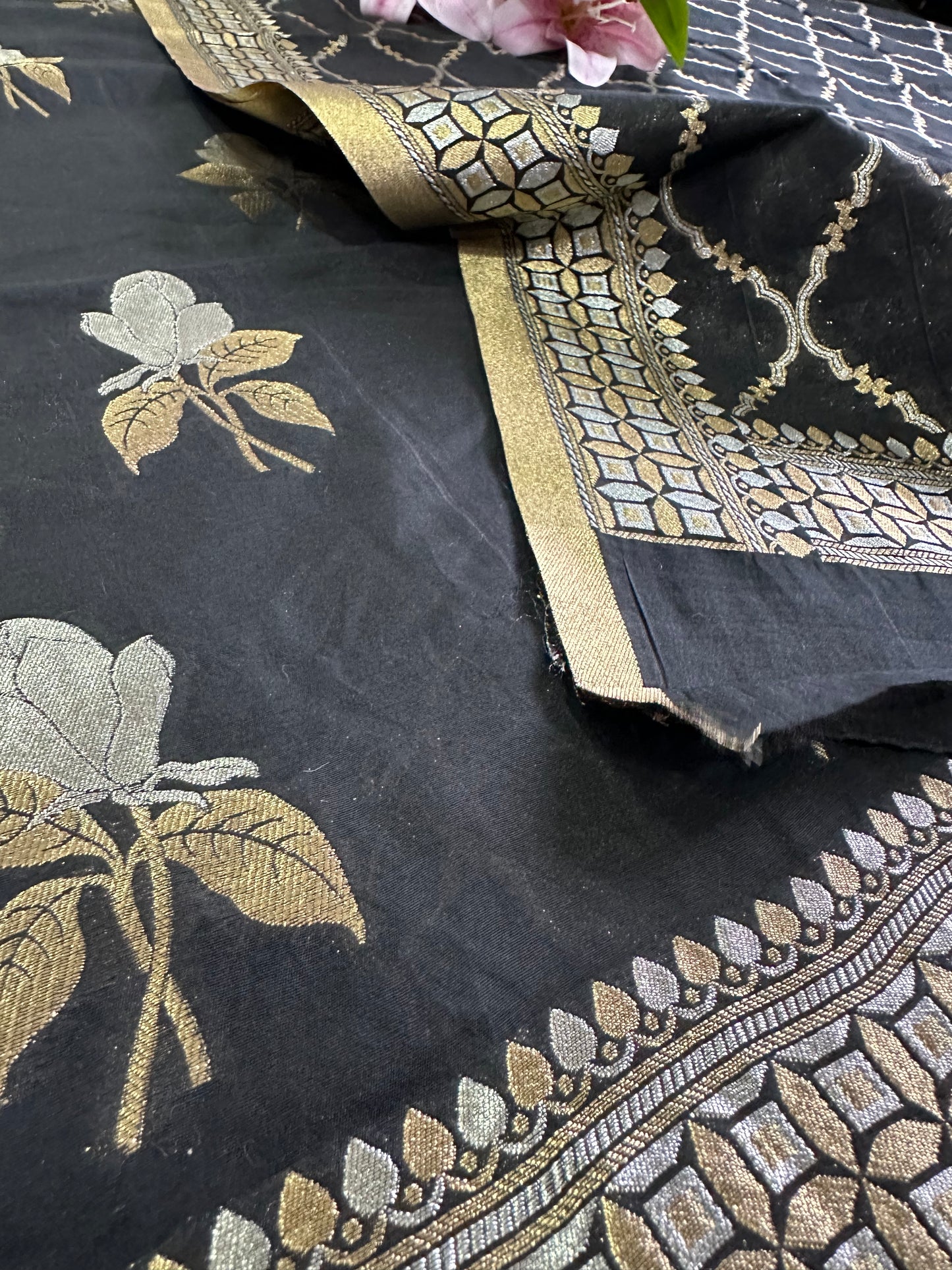 Black Premium Banarasi Cotton Suit Set