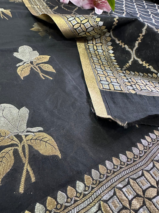 Black Premium Banarasi Cotton Suit Set